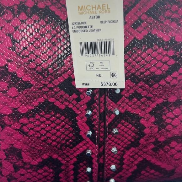 Michael Kors Astor Large Studded Snake Embossed Leather Shoulder Bag - Picture 6 of 6